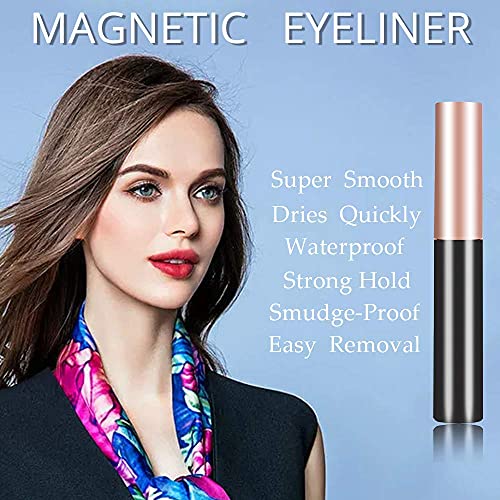 Luisto Magnetic Eyeliner and eyeliner Kit,Magnetic eyeliner with Eyeliner,3D Natural Long 5pairs
