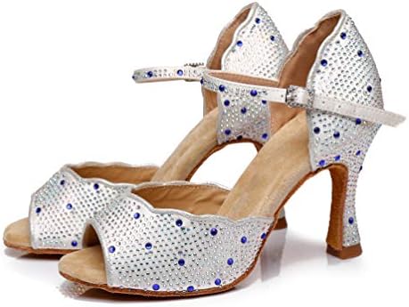 Minishion Ženski latino Salsa pjenušava kristals Satin plesne cipele maturalne sandale L389