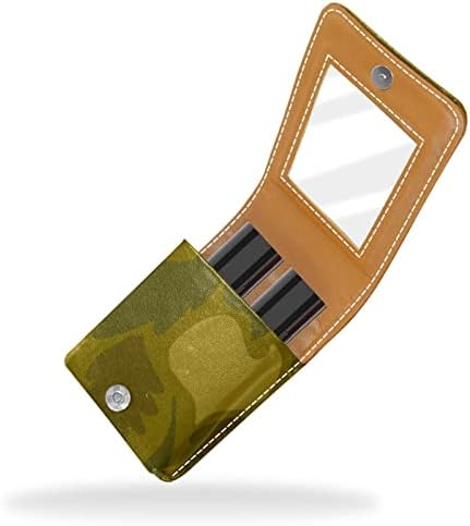 ORYUEKAN Mini torba za šminkanje sa ogledalom, torbica za kvačilo od umjetne kože, zeleno lišće apstraktno moderno