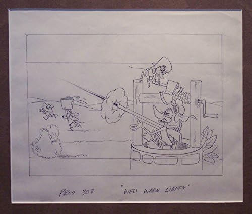 Daffy Duck i Speedy Gonzales u dobro istrošenim Daffy originalnim umjetničkim djelima za publicitet kartica