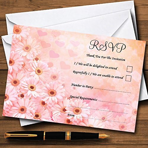 Ružičasti cvjetovi srca personalizirali RSVP kartice