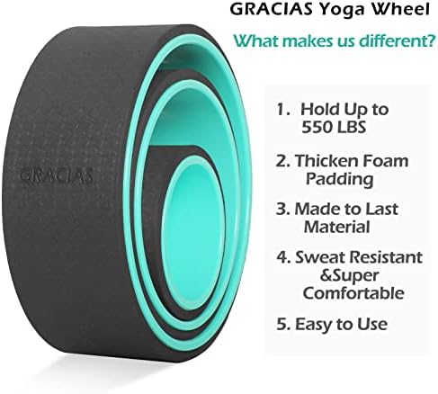 GRACIAS Yoga wheel Set, jak & udoban sportski Yoga točak za bol u leđima, rastezanje, poboljšanje fleksibilnosti,