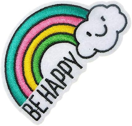 JPT - Budite sretni dugi i oblačni osmijeh slatki crtani izvezeni aplicirani željezo / šiva na patch-u značka