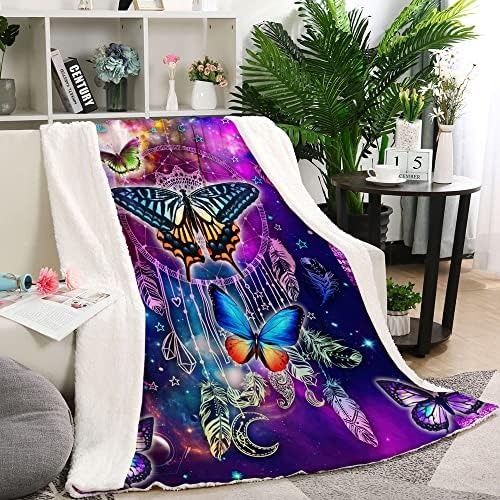 Juirnost Butterfly Blaket DreamCatcher Leptir Purple Bake za krevet za kauč kauč Kauč Bekavice