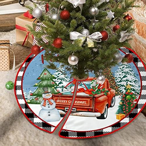 Buffalo Plaid Merry and Bright Merry Božićne suknje za snijeg Snewman Sleigh Crveni kamion Božićna