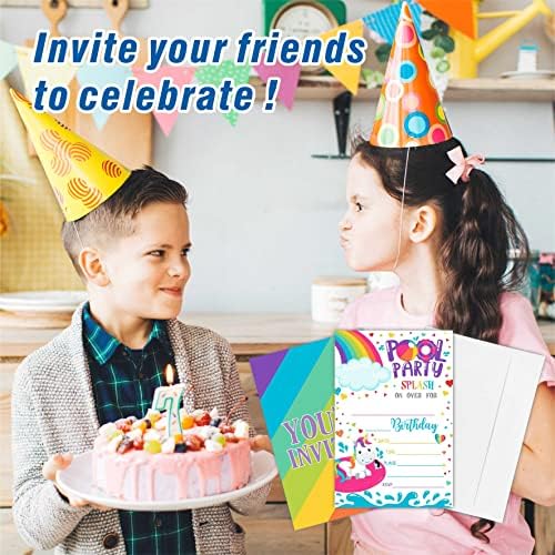 Rainbow Jedinstveni rođendan, temeljne kartice za zabavu Dvostrano ispunjavanje poziva za rođendan, dječake,