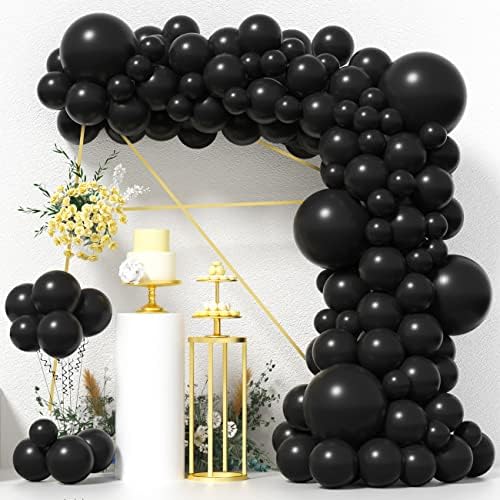 ZFUNBO Crni baloni 95 kom crne balone Garland Kit 18 +12 +10 +5 Crni baloni različite veličine matte crne