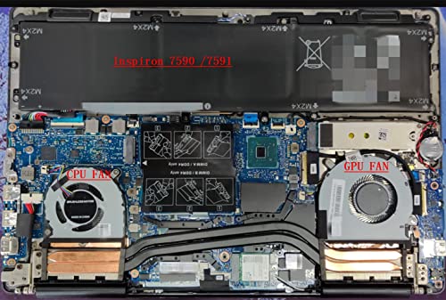 Novi CPU i GPU ventilator za hlađenje za Dell Inspiron 15 7590 7591 P83f serija P / N: 0MPHWF 0861FC DFS5K12114262D