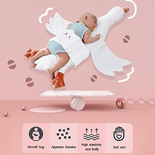 Ikasus White Goose Plishies Jastuk za igračke, punjene životinjske bebe umirujuća jastuk, mekani simpatični jastuk