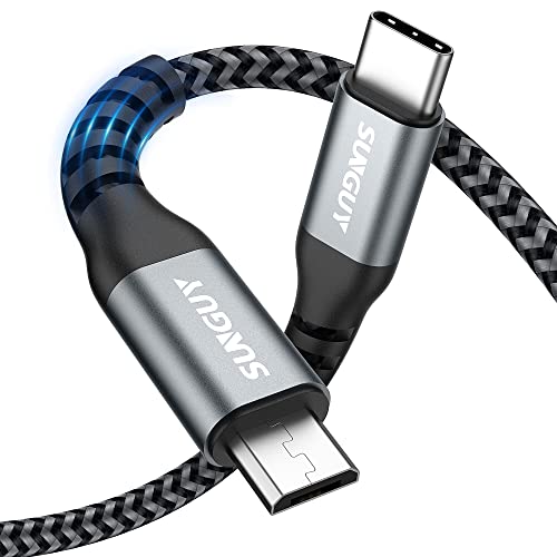 SUNGUY USB C za Micro USB kabl 1.5 FT, kratki Tip C za Micro USB kabl podrška OTG najlon pletenica