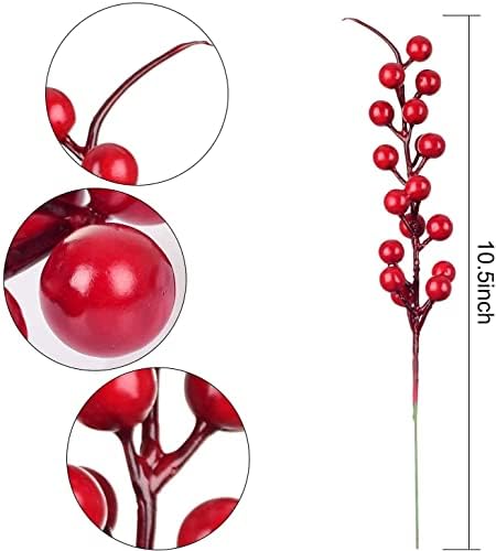 Atrusu Red Berry stabljike, 10 pakovanja Božićno drvce, 10inch božićni crveni bobica, božićne ukrase