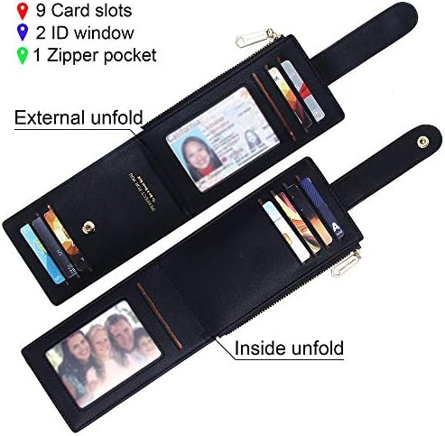 Badiya RFID držač kartice novčanik za žene tanke novčanike Bifold Multi Card Case Zipper Coin torbicu