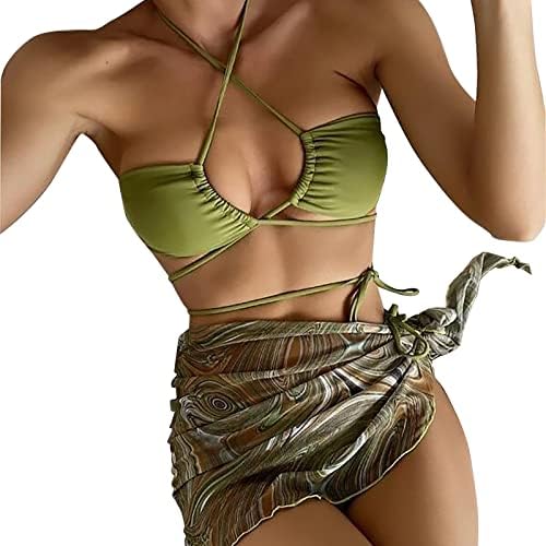 Miashui Plus Size kupaći kostimi za žene Dvodelni Sunflower trodijelni bikini za kupanje sa kupaćim gaćicama