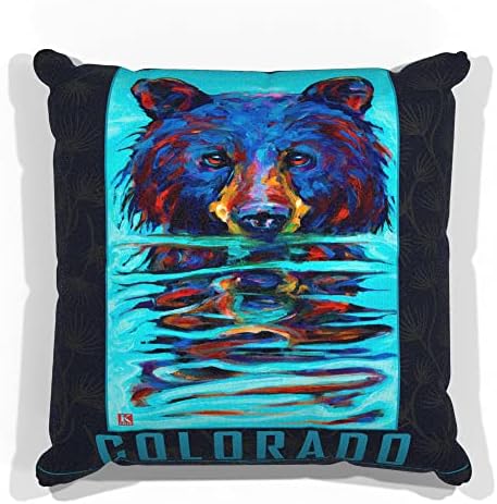Colorado Wet Bear Faux Suede Sofa Throw jastuk od uljane slike umjetnika Kari Lehr 18x 18.