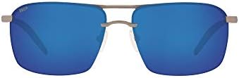 Costa Del Mar muški Skimmer polarizirane pravougaone naočare za sunce, mat srebrne / plave polarizirane sa