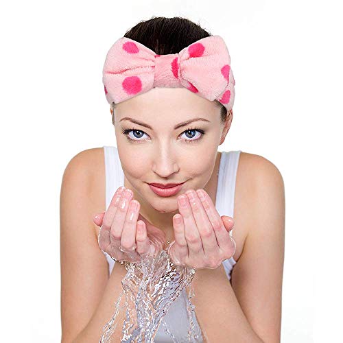 Araleky luk traka za kosu 3 kom Pink Spa traka za glavu za pranje lica meke koraljne flis
