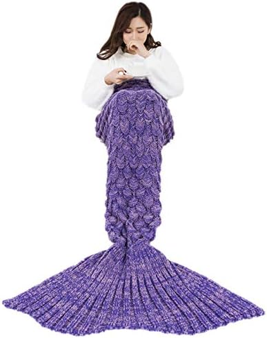 Wslcn sirena rep deka za odrasle djecu ručno rađena pletena Heklana torba za spavanje topla nosiva-ćebad