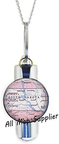 AllMapsupplier modna kremacija urn ogrlica, južna Dakota Karta Urn, južna Dakota Karta Kremacija urna