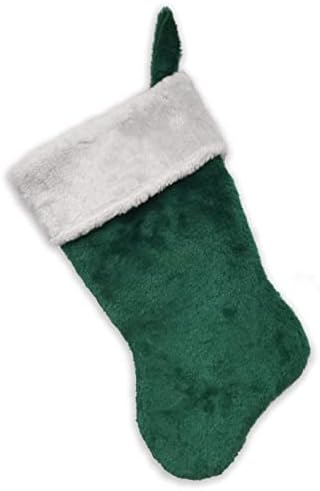 Monogramirani me vezeni početni božićni čarapa, zeleni i bijeli plišani, početni n