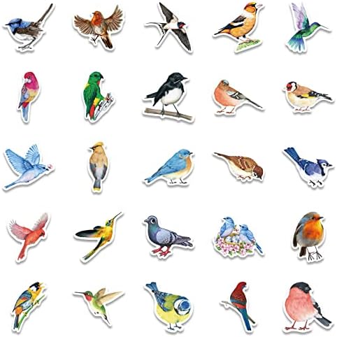 Ounimore naljepnice za ptice, 50 komada šarenih ptica estetske vinilne vodootporne naljepnice za flašu