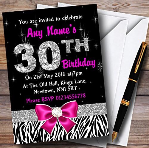 Pink Diamond i Zebra Ispis 30. rođendana Personalizirani pozivnici