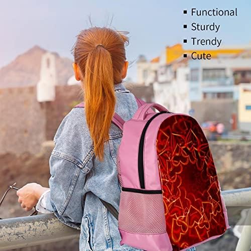 VBFOFBV ruksak za ženske pantalonske bakfa za laptop, putni bager, psiha crvena srčana vrtlog