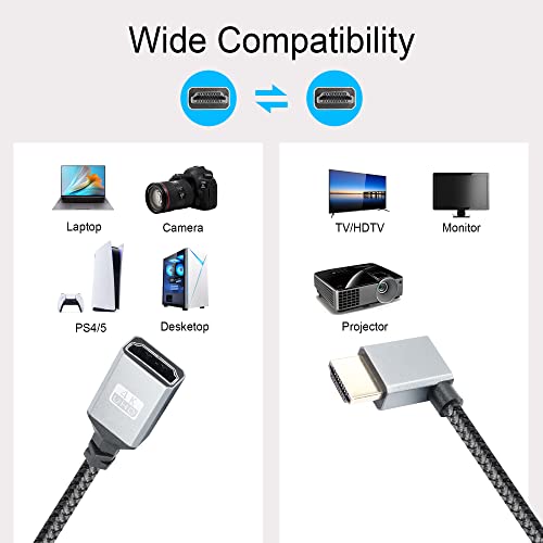 Gintooyun 90 stupnje HDMI produžni kabl HDMI muški i ženski ekspanzijski kabelski nosač 2.0 4k @ 60Hz za