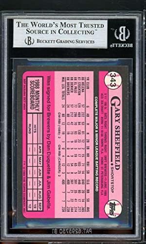 Gary Sheffield Rookie Card 1989 TOPPS Tiffany 343 BGS 9