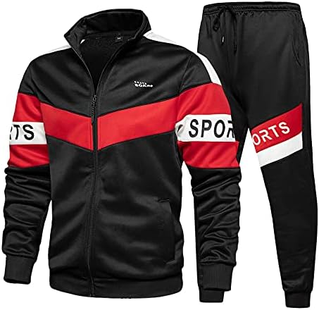 TRACKUITS za muškarce 2 komada odjeće Blok u boji puni patentni patentni jakne i joggeri Dukseri