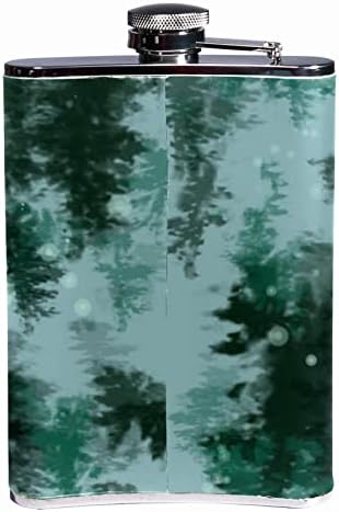 Tikvica sa lijevkom, navlaka od umjetne kože za piće za piće, kamuflažna zelena apstraktna šuma