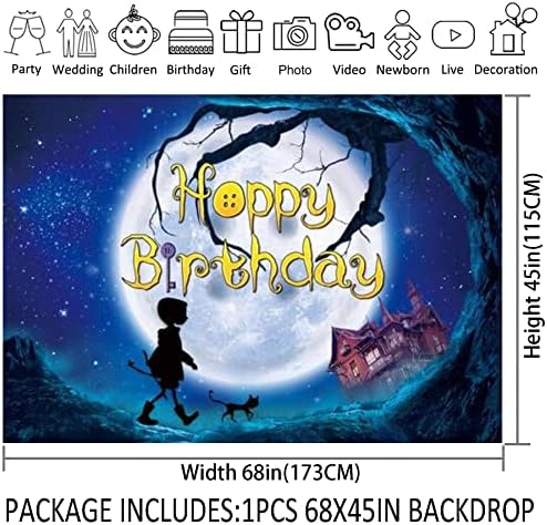 68x45inch cartoon film rođendan pozadina Halloween Big Moon Ukleta kuća Decorations party