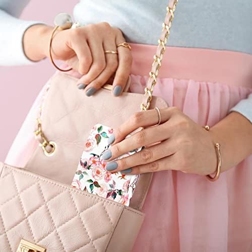 ORYUEKAN Mini torba za šminkanje sa ogledalom, torbica za kvačilo od umjetne kože, Vintage pink Rose