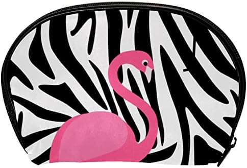 Mala šminkarska torba, patentno torbica Travel Cosmetic organizator za žene i djevojke, Zebra Flamingo Modern