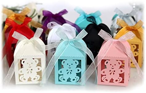 Zyzmh 50pcs Mali medvjeđe kutije slatkiši Favoriti poklon kutije sa vrpcom za rođendanski dan Vjenčanje