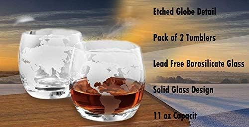 Colibyou Globe naočare za viski-12 oz 2 Pakovanje