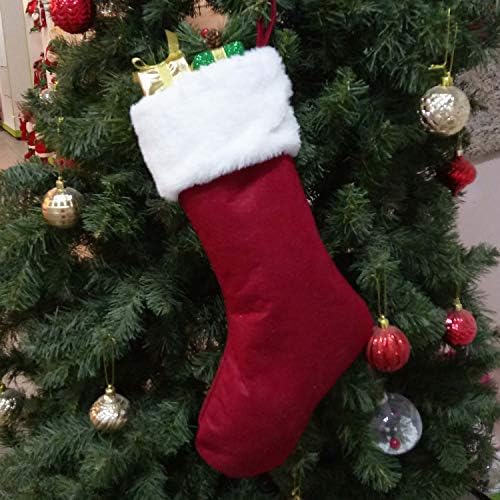 4 pakovanje velikih božićnih čarapa, 18 inča klasične remene Xmas manžetne čarape, klasični