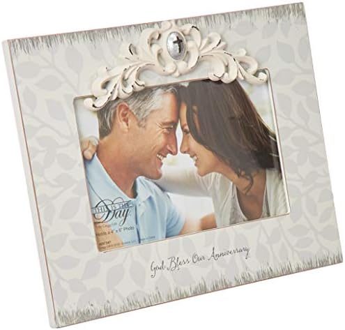 Enesco This is the Day by Gregg Gift Anniversary Whitewash Anniversary Photo Frame, 4x6