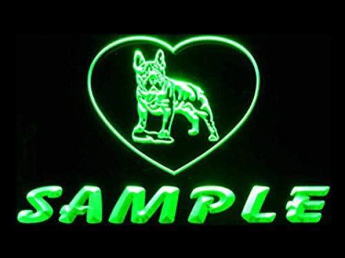 Naziv personalizirana prilagođena Francuska kuća za pse buldoga dom neonski znak zeleni 12x8, 5 inča