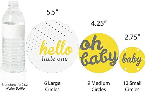 Velika tačka sreće Pozdrav malo - žuta i siva - Neutralni džinovski tuš za bebe Confetti - Party Decorations
