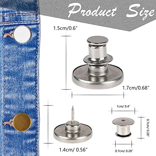 LxLovesm 18 Postavlja igle za dugme za Jeans Hlače, ne šivanje i bez alata Instant tipke, za višekratnu