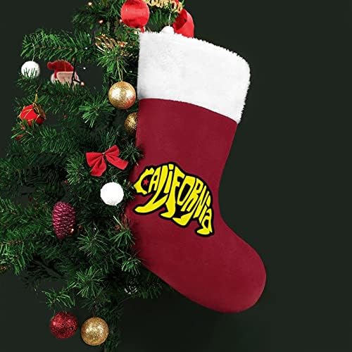 California Bear Funny Božićna čarapa sa kratkim plišanim manžetnim čarapama za kamin Viseći ukras porodičnog