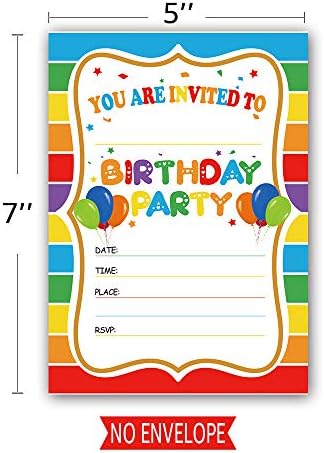 Šarene karte za pozivnice za rođendu na dugi, dječji rođendanski pozivnici za dječake ili djevojke,