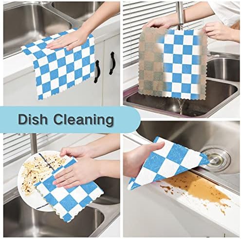 Cataku Plava šahovska ploča Krutne krpe za suđe za pranje posuđa za višekratnu čišćenje tkanine