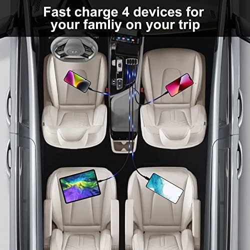 Auto punjač Adapter, 4 USB-port Multi Car Charger, QC 3.0 brz punjač automobila kompatibilan sa iPhoneom