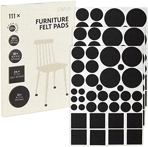 Štitnici za stolice za kat: 111 Samoljepljivi jastučići za namještaj u 5 veličina, crna - jastučići