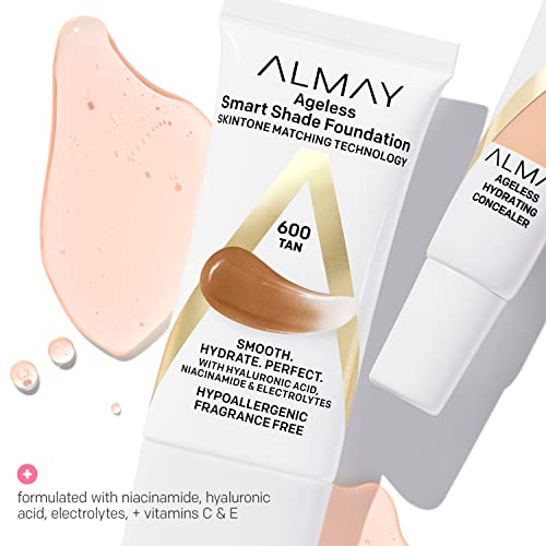 Anti-Aging Foundation by Almay, Smart Shade Makeup za lice sa hijaluronskom kiselinom, niacinamid, Vitamin