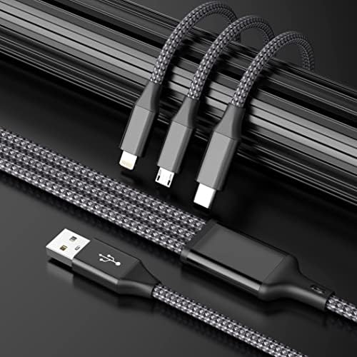 IDISON kabl za više punjenja, kabl za punjenje munje za iPhone najlonski pleteni višestruki USB kabl univerzalni