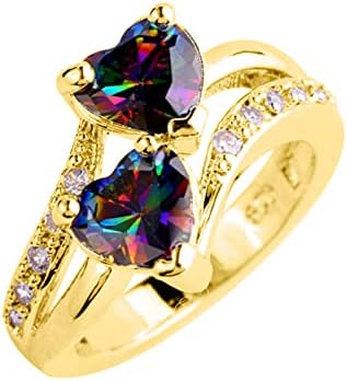 Prsteni prstiju za žene Ženske duge vjenčani prsten Djevojke Vječni zaručni prsten za žene Dvostruke srcu Obećaj