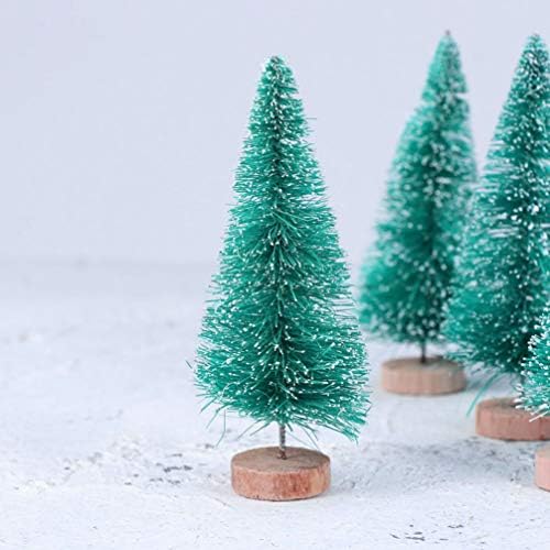 Nuobesty 24pcs Umjetna mini božićna stabla Sisal drveće sa drvenim bazom Boce četkica za božićne