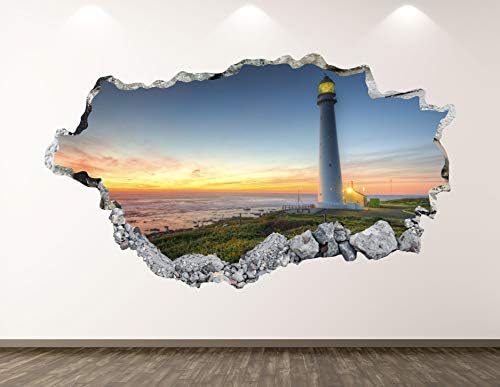 West Mountain svjetionik Zidna naljepnica Umjetnički dekor 3D razbijena plaža Nautička naljepnica Mural Dječje